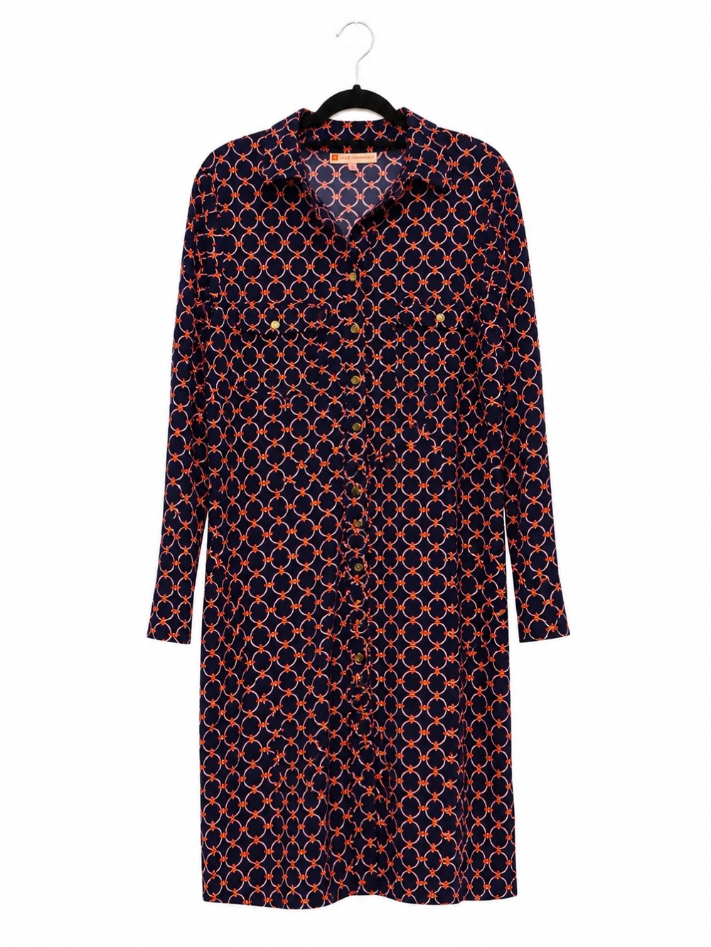 Jude Connally Navy Pink Geometric Shirt Dress